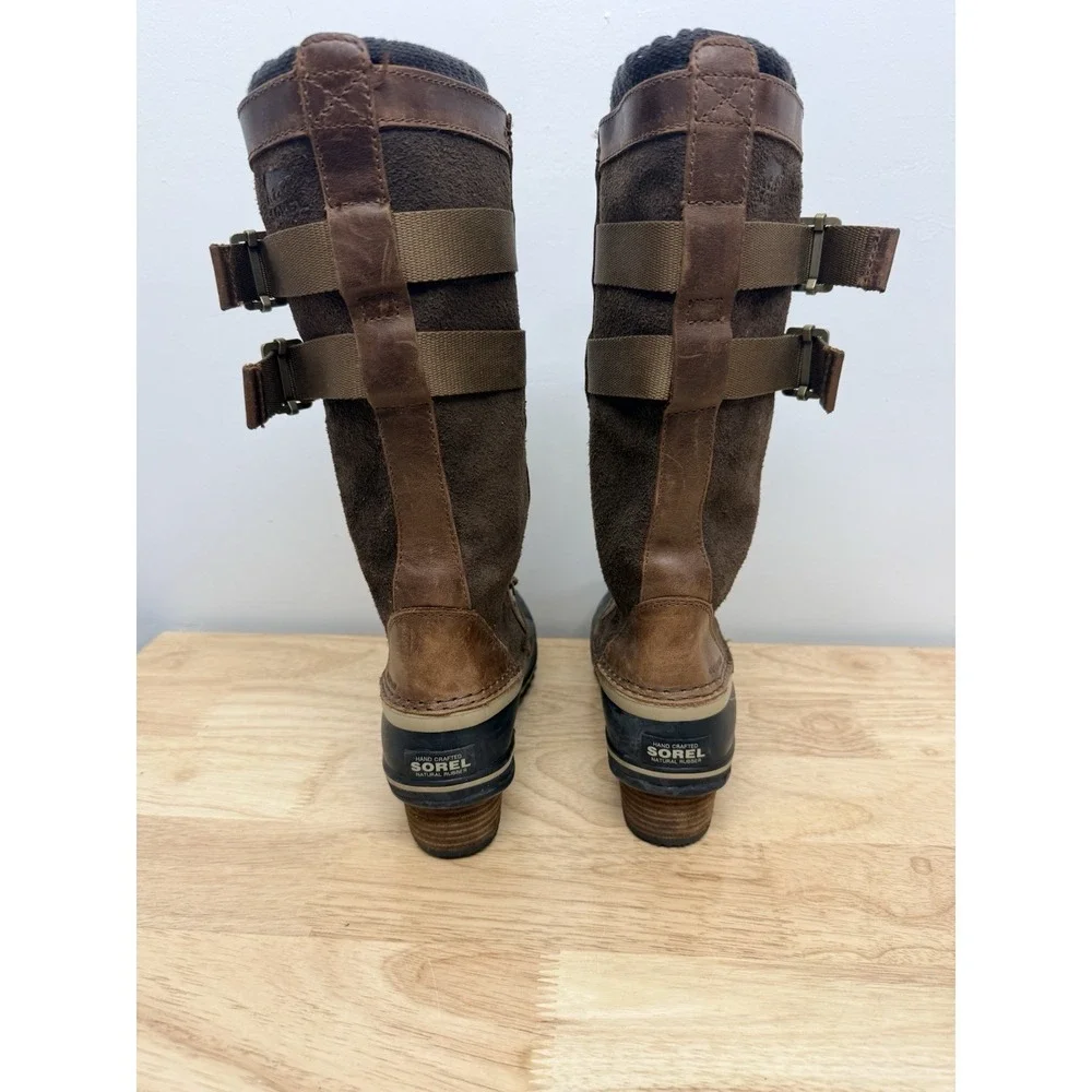 Sorel Conquest Carly Tall Duck Boots Womens 7 Brown Waterproof NL2273 #23
